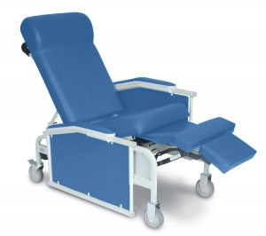 Winco Drop Arm Convalescent Recliners - Drop-Arm Convalescent Recliner with Tray 3-Position Drop Arm, Royal Blue - 5271-02-TB