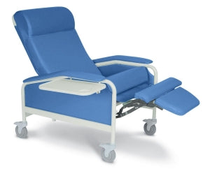 Winco INC Wide Care Cliner Clinical Recliners - Extra-Wide Vinyl Clinical Recliner, Steel Casters, Royal Blue - 6541-02