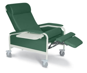 Winco INC Wide Care Cliner Clinical Recliners - Extra-Wide Vinyl Clinical Recliner, Steel Casters, Hunter Green - 6541-06