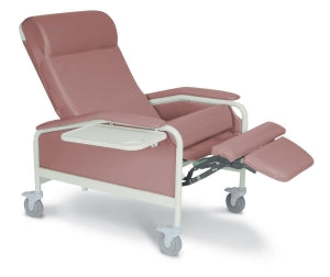 Winco INC Wide Care Cliner Clinical Recliners - Extra-Wide Vinyl Clinical Recliner, Steel Casters, Mauve - 6541-16