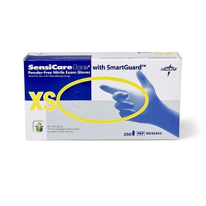 Medline SensiCare Ice Blue Powder-Free Nitrile Exam Gloves - SensiCare Ice Powder-Free Nitrile Exam Gloves with SmartGuard Film, Size XS - MDS6800