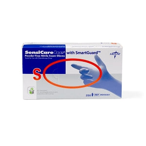 Medline SensiCare Ice Blue Powder-Free Nitrile Exam Gloves - SensiCare Ice Powder-Free Nitrile Exam Gloves with SmartGuard Film, Size S - MDS6801