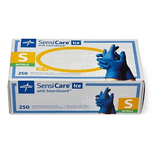 Medline SensiCare Ice Blue Powder-Free Nitrile Exam Gloves - SensiCare Ice Powder-Free Nitrile Exam Gloves with SmartGuard Film, Size S - MDS6801