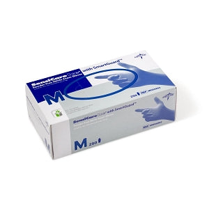 Medline SensiCare Ice Blue Powder-Free Nitrile Exam Gloves - SensiCare Ice Powder-Free Nitrile Exam Gloves with SmartGuard Film, Size M - MDS6802