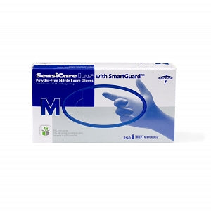 Medline SensiCare Ice Blue Powder-Free Nitrile Exam Gloves - SensiCare Ice Powder-Free Nitrile Exam Gloves with SmartGuard Film, Size M - MDS6802