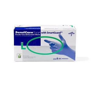 Medline SensiCare Ice Blue Powder-Free Nitrile Exam Gloves - SensiCare Ice Powder-Free Nitrile Exam Gloves with SmartGuard Film, Size L - MDS6803