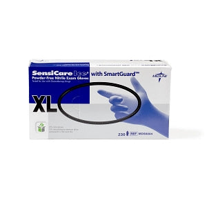 Medline SensiCare Ice Blue Powder-Free Nitrile Exam Gloves - SensiCare Ice Powder-Free Nitrile Exam Gloves with SmartGuard Film, Size XL - MDS6804