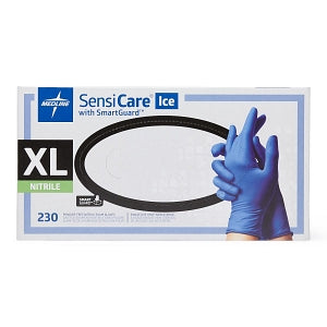 Medline SensiCare Ice Blue Powder-Free Nitrile Exam Gloves - SensiCare Ice Powder-Free Nitrile Exam Gloves with SmartGuard Film, Size XL - MDS6804