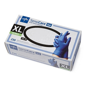 Medline SensiCare Ice Blue Powder-Free Nitrile Exam Gloves - SensiCare Ice Powder-Free Nitrile Exam Gloves with SmartGuard Film, Size XL - MDS6804