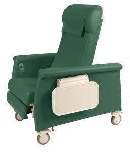 Winco Swing Arm Dialysis Recliners - Elite Clinical Recliner with Dual Swing-Away Arms, Hunter Green - 6940-06