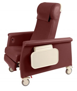 Winco Swing Arm Dialysis Recliners - Elite Clinical Recliner with Dual Swing-Away Arms and TB-133 Upholstery, Burgundy - 6940-14-TB