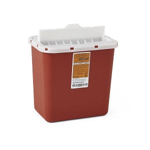 Medline Biohazard Patient Room Sharps Disposal Containers - Sharps Container with Flap, Red, 2 gal. - MDS705202F