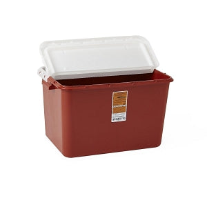 Medline Large Biohazard Containers - Sharps Containers, Red, Hinged Top Lid, 8 gal. - MDS705208HN