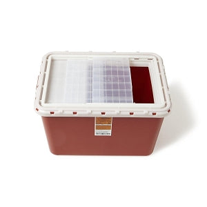 Medline Large Biohazard Containers - Sharps Containers, Red, Sliding Lid, 8 gal. - MDS705208SL