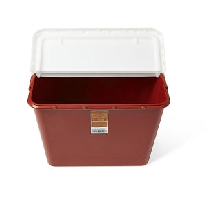 Medline Large Biohazard Containers - Sharps Containers, Red, Hinged Top Lid, 10 gal. - MDS705210HN