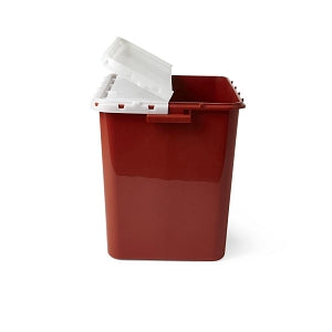 Medline Large Biohazard Containers - Sharps Containers, Red, Hinged Top Lid, 10 gal. - MDS705210HN