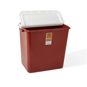 Medline Large Biohazard Containers - Sharps Containers, Red, Hinged Top Lid, 12 gal. - MDS705212HN