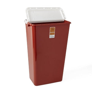 Medline Large Biohazard Containers - Sharps Containers, Red, Hinged Top Lid, 18 gal. - MDS705218HN