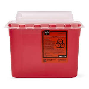 Medline Biohazard Patient Room Sharps Disposal Containers - Wall-Mount Sharps Container, Red, 5.4 qt. - MDS705253