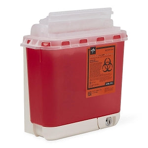 Medline Biohazard Patient Room Sharps Disposal Containers - Wall-Mount Sharps Container, Red, 5.4 qt. - MDS705253