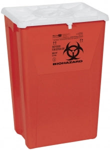 Medline Large PG-II Waste and Sharps Containers - PG-II Flat Sharps Container with Port Lid, Red, 18 gal. - MDS705318