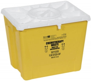 Medline Large PG-II Waste and Sharps Containers - PG-II Flat Sharps Container for Chemotherapy Waste with Port Lid, Yellow, 8 gal. - MDS706308