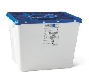 Medline Large PG-II Waste and Sharps Containers - Nonhazardous Pharmaceutical Waste Container with Port Lid, White, 8 gal. - MDS707308