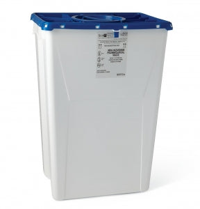 Medline Large PG-II Waste and Sharps Containers - Nonhazardous Pharmaceutical Waste Container with Port Lid, White, 18 gal. - MDS707318