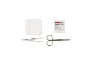 Medline Economy Suture Removal Trays - Suture Removal Tray with Wire Metal Forceps and Littauer Scissors - MDS708550