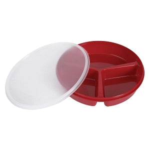 Maddak Inc Partitioned Scoop Dish with Lid - DISH, PARTITIONED SCOOP, W/LID, REDWARE - 745270004