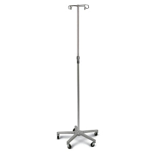 Medline Aluminum Deluxe Five Leg IV Pole - Aluminum Deluxe 5-Leg IV Pole, 4 Hooks, 48-1/2" to 82" H - MDS80494