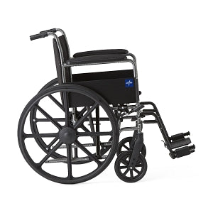 Medline K1 Basic Wheelchairs - K1 Basic Wheelchair with Permanent Full-Length Arms and Swing-Away Footrests, 300 lb. Weight Capacity, 18" Width - MDS806150EE