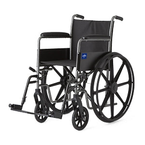 Medline K1 Basic Wheelchairs - K1 Basic Wheelchair with Permanent Full-Length Arms and Swing-Away Footrests, 300 lb. Weight Capacity, 18" Width - MDS806150EE