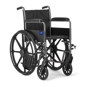 Medline K2 Basic Vinyl Wheelchairs - K2 Basic Wheelchair with 18"W Seat, Full-Length Permanent Arms and Swing-Away Leg Rests - MDS806150EV