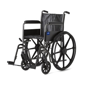 Medline K2 Basic Vinyl Wheelchairs - K2 Basic Wheelchair with 18"W Seat, Full-Length Permanent Arms and Swing-Away Leg Rests - MDS806150EV