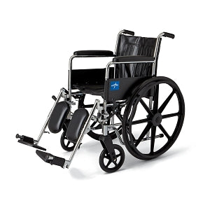 Medline 2000 Series Wheelchairs - Excel Wheelchair, Permanent Arms, Elevating Leg Rests, Black, 18" - MDS806200D