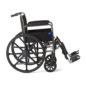 Medline K1 Basic Wheelchairs - K1 Basic Wheelchair with Permanent Full-Length Arms and Elevating Leg Rests, 300 lb. Weight Capacity, 18" Width - MDS806200EE