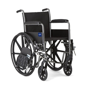 Medline K1 Basic Wheelchairs - K1 Basic Wheelchair with Permanent Full-Length Arms and Elevating Leg Rests, 300 lb. Weight Capacity, 18" Width - MDS806200EE