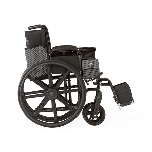 Medline K1 Basic Wheelchairs - K1 Basic Wheelchair with Desk-Length Arms, Swing-Away Footrests and 2 Bags, 18" Width - MDS806250EE2B