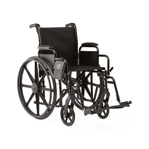 Medline K1 Basic Wheelchairs - K1 Basic Wheelchair with Desk-Length Arms, Swing-Away Footrests and 2 Bags, 18" Width - MDS806250EE2B