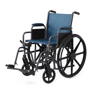 Medline K1 Basic Wheelchairs - K1 Basic Wheelchair with Desk-Length Arms, Swing-Away Footrests and Microban-Treated Touch Points, 18" Width, Teal - MDS806250EET