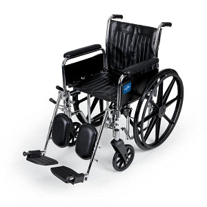 Medline 2000 Series Wheelchairs - Excel Wheelchair, Full-Length Arms, Elevating Leg Rests, 18" - MDS806300DFLA