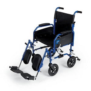 Medline Hybrid 2 Transport Wheelchairs - Hybrid 2 Transport Wheelchair with Removable Desk-Length Arms and Swing-Away Elevating Footrests, 300 lb. Weight Capacity, 18" Width - MDS806300H2