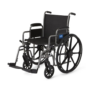 Medline K1 Basic Extra-Wide Wheelchairs - K1 Basic Wheelchair with Desk-Length Arms and Swing-Away Footrests, 300 lb. Weight Capacity, 20" Width - MDS806400EE