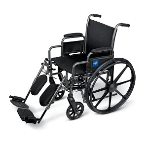 Medline K1 Basic Extra-Wide Wheelchairs - K1 Basic Wheelchair with Desk-Length Arms and Elevating Leg Rests, 300 lb. Weight Capacity, 20" Width - MDS806450EE