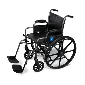 Medline K2 Basic Vinyl Wheelchairs - K2 Basic Wheelchair with 20"W Seat, Removable Desk-Length Arms and Elevated Leg Rests - MDS806450EV