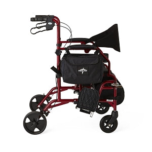 Medline Combination Rollator / Transport Chair - Translator Combination Transport Chair and Rollator, Red - MDS808200TRR