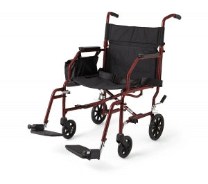 Medline Steel Transport Chair - Ultralight Steel Transport Chair with Permanent Desk-Length Arms and Swing-Away Footrests, 300 lb. Capacity, 19" Width - MDS808200W