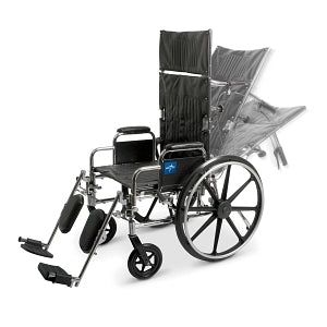 Medline Excel Reclining Wheelchairs - Excel Reclining Wheelchair with Removable Desk-Length Arms and Elevating Leg Rests, 350 lb. Weight Capacity, 20" Width - MDS808550