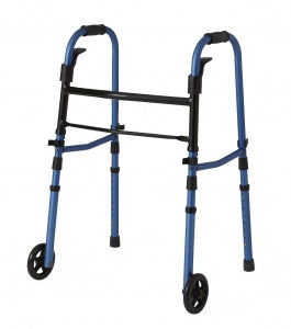 Medline Folding Paddle Walkers with 5" Wheels - Adult Folding Paddle Walker, 5" Wheels, Blue - MDS86410KDBW